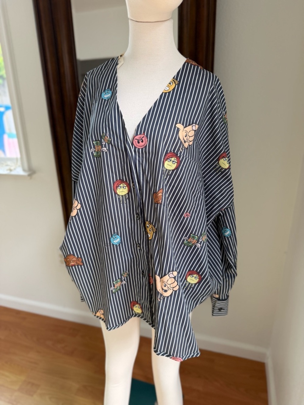 Paul & Joe Sister x Emoji Vertical Stripe Button-Up Shirt - Blue & White